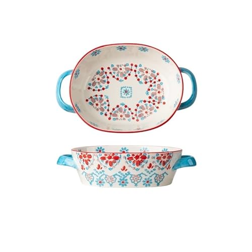 yixinzi-2024 Fuente para Hornear Cacerolas de cerámica for Horno, Juegos de Utensilios con Asas, bandejas for lasaña, aptas for microondas y lavavajillas. Bandeja para Hornear