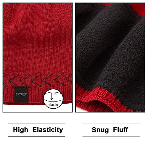 Image of Mens Winter Warm Knitting Hats Plain Skull Beanie Cuff Toboggan Knit Cap