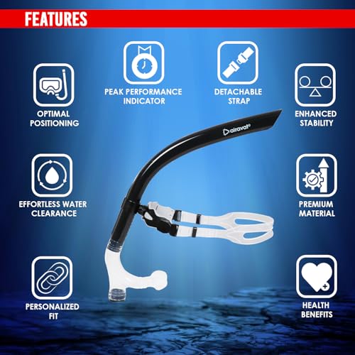 Image of AIRAVAT Front Snorkel Tuna,Dive Mask Easy-Breath Free Diving Snorkel for Snorkeling Scuba Diving Freediving Swimming (Black)