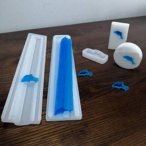 Image of Dolphin Shaped Long Tube Silicone Mold Dolphin Column Chocolate Candy Mold Handmade Candle Mold Embed Soap Making Supplies