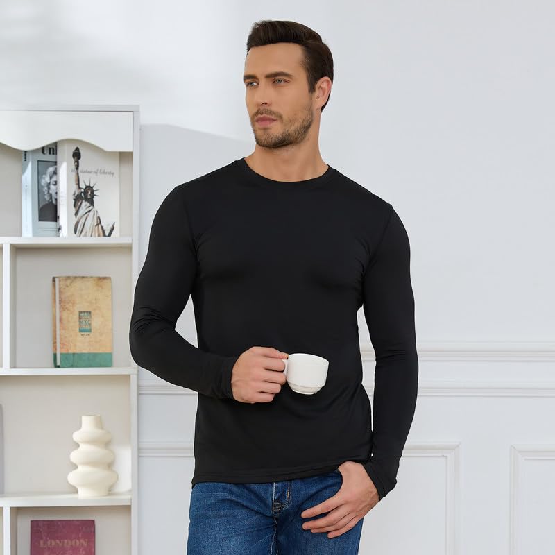 SIMIYA Mens Thermals Long Sleeve Undershirt Warm Fleece Lined Base Layer Thermal Tops Long John Shirts for Men - image 3