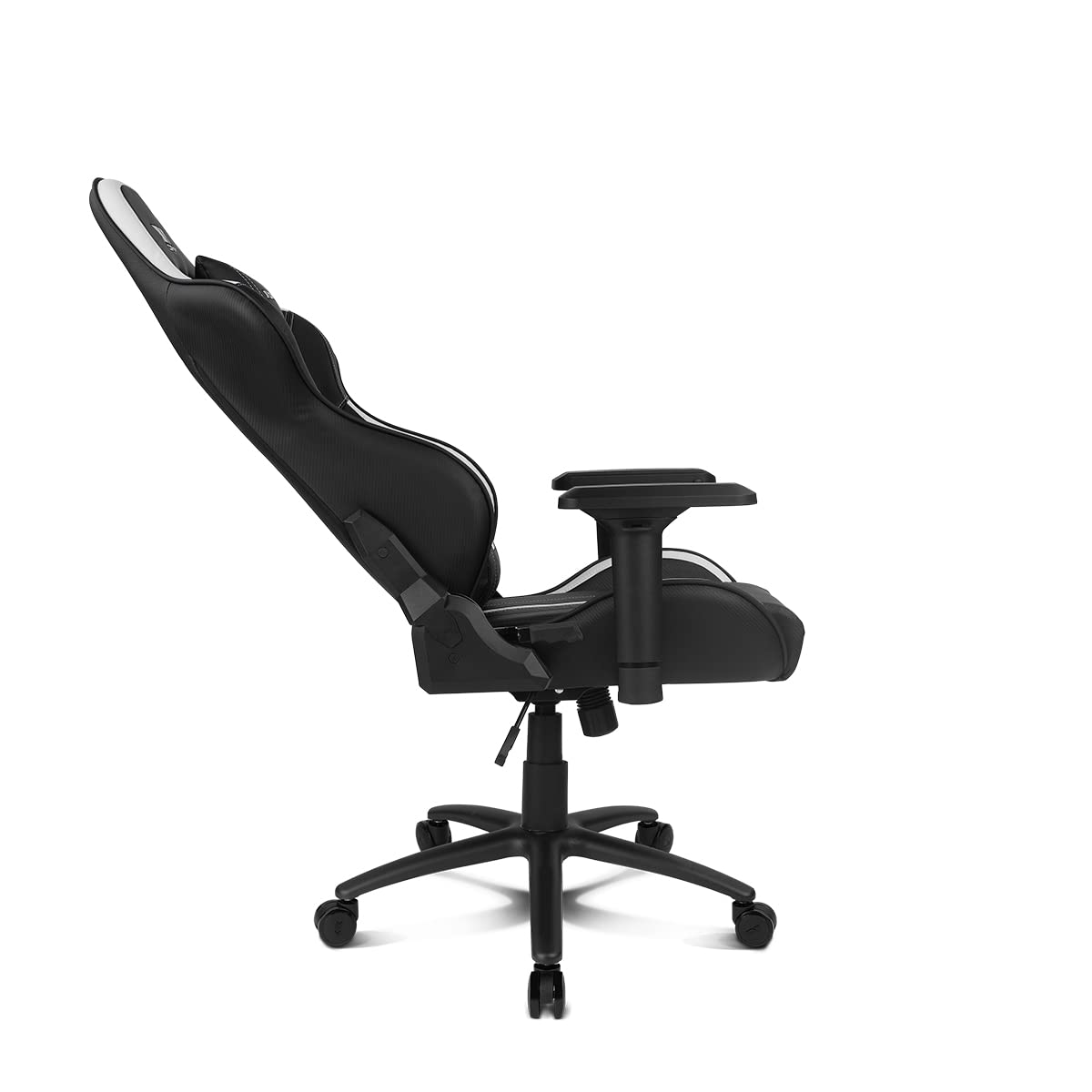 DRIFT GAMING DR350 – Ergonomischer Profi-Gaming-Stuhl mit 4D-Armlehnen, Lenden- und Nackenkissen, 135° neigbar, Leise Rollen, Schwarz/Weiß