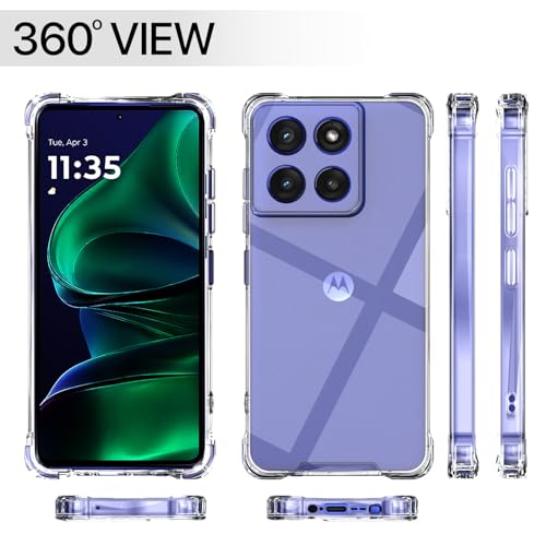 Image of Amazon Basics Back Cover for Moto Edge 60 Stylus 5G PC + TPU Clear Transparent Raised Edges Shockproof Protective Phone Bumper Case(Transparent)