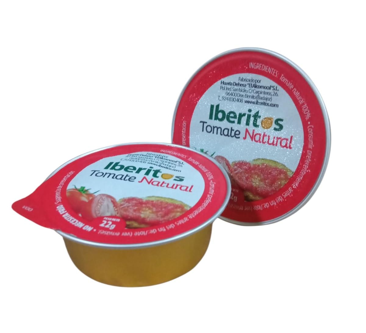 Iberitos Tomate Natural monodosis de 22 gramos x 45 unidades sin conservantes ni colorantes, Sin Gluten, Sin Lactosa