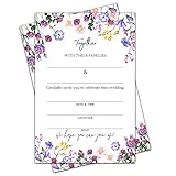 Wedding Invitation Cards with Envelopes - Purple Wildflowers Fill in The Blank Bridal Shower Invite Cards, Party and Receptions Supplies, 25 Invites With Envelopes - 008TOGETHER