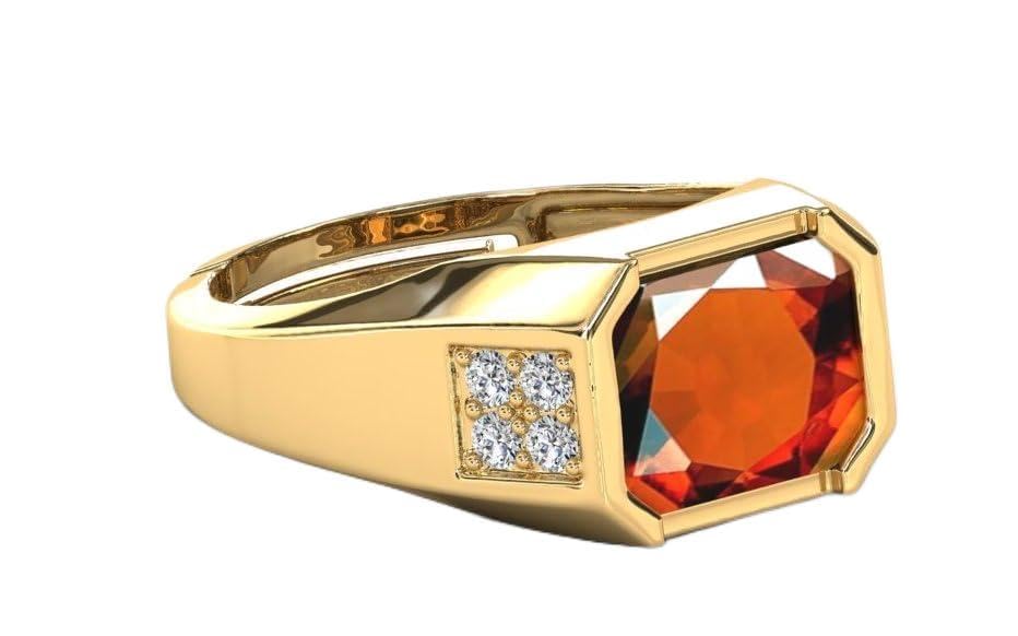 Bague plaquée or hessonite 6 Ratti et onyx pour homme et femme