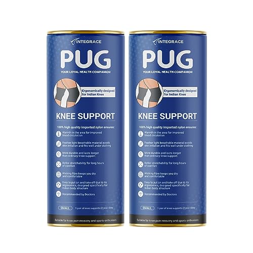 PUG Knee Support 1 Pair, Size S (Pack of 2) |Unleash Your Performance | Ergonomically Designed for Indian Knee|Ideal for Sports enthusiasts, Knee Pain and Injury Prevention