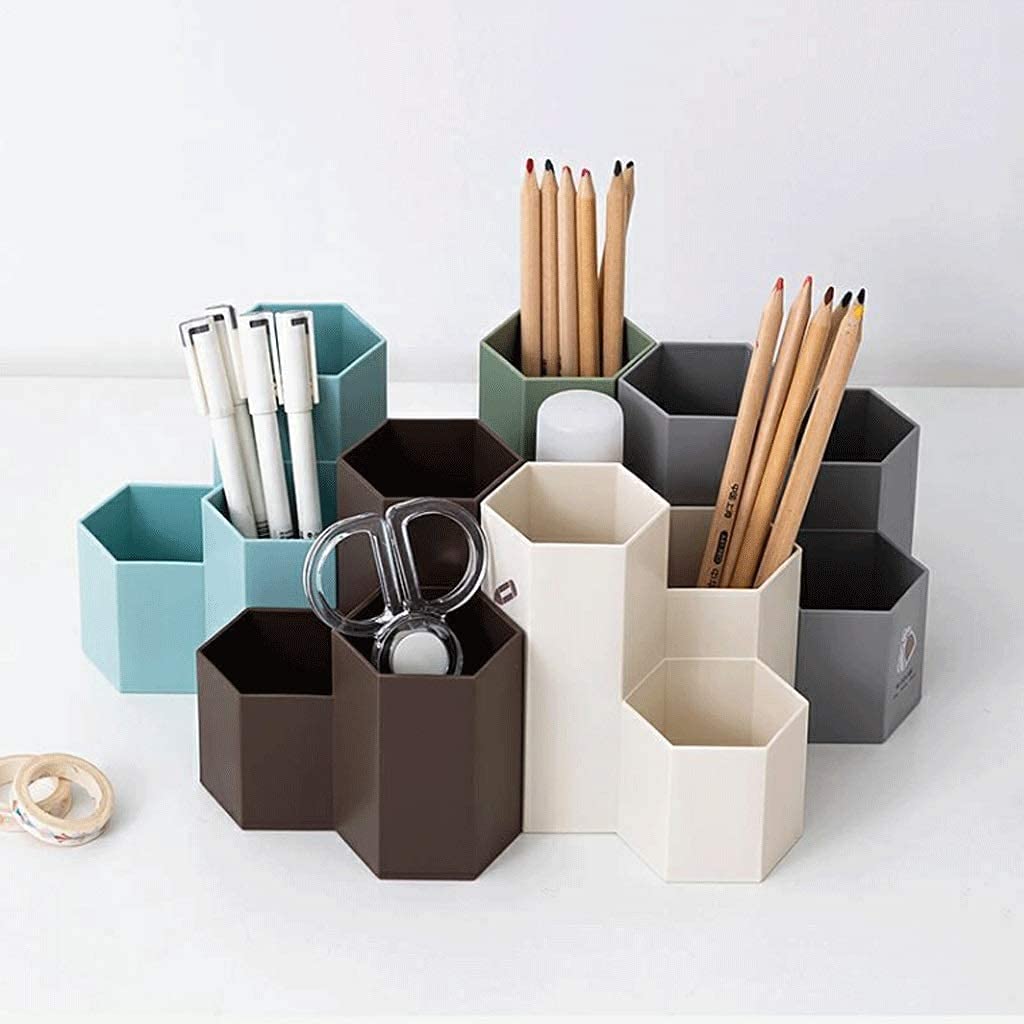 OLOTU Durable Portalápices Hexagonal, Cubo de brochas de Maquillaje Duradero multifunción, portalápices Creativo de Gran Capacidad para Oficina y hogar Portalápiz