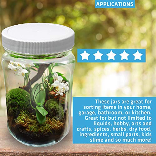 Csbd 32 Oz Clear Plastic Mason Jars With Ribbed Liner Screw On Lids, Wide Mouth, Eco, Bpa Free, Pet Plastic, Made In Usa, Bulk Storage Containers, 4 Pack (32 Ounces) #TOP3