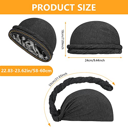 Amfun Turban For Men, Halo Turban, Vintage Twist Head Wrap, Satin Lined Head Wrap, Stretch Durag Modal Head Scarf For Men Women Cycling Outdoor Jogging, M (Grey) #TOP1