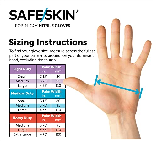 Safeskin* Nitrile Disposable Gloves In Pop-N-Go* Pack, Medium Duty, Size Medium, Powder-Free - For Food Handling, First Aid, Cleaning, Gardening, Crafting - Exam Gloves, 50-Count #TOP5