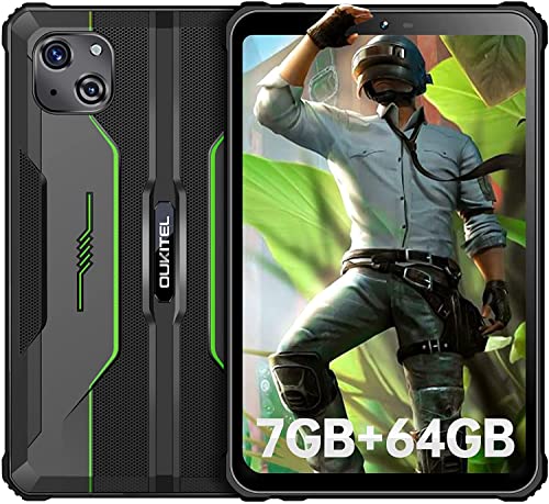 OUKITEL RT3 Tablet Rugerizada 8 Pulgadas, 7GB+64GB Octa-Core 1TB Ampliable Rugged Tablet Android 12, Batería 5150mAh, 16MP+8MP Cámara Tablets PC, Soporte 4G Dual SIM/WiFi/Face ID/BT 5.3/OTG, Verde