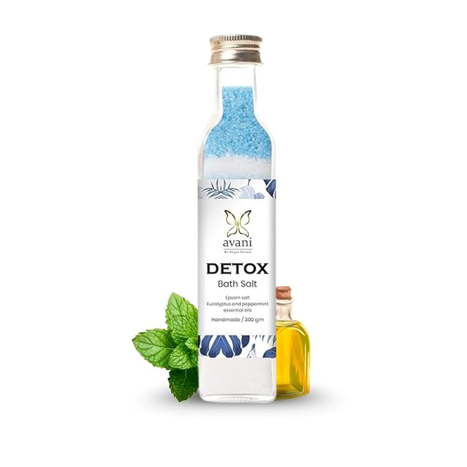 Avani Detox Bath Salt With Epsom Salt 300g | Eucalyptus & Peppermint Essential Oil | Handmade | Purifying & Relaxing Mineral | Bathing Salt for Soreness/Pain Relief/Fast Recovery & Foot Soak