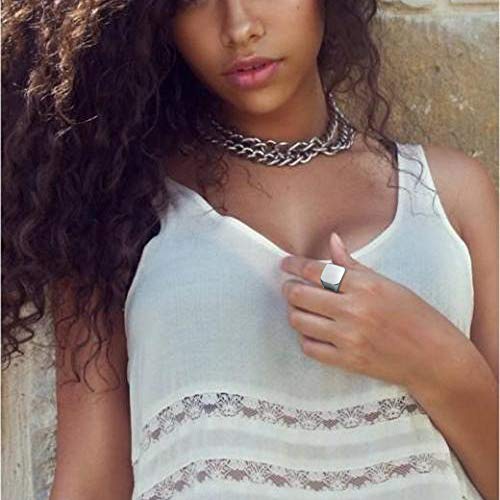 Mens Rings Stainless Steel Square Signet Rings for Men,Pinky Thumb Ring for Dad Father Jewelry Gift for Him,Men's Ring for Biker4