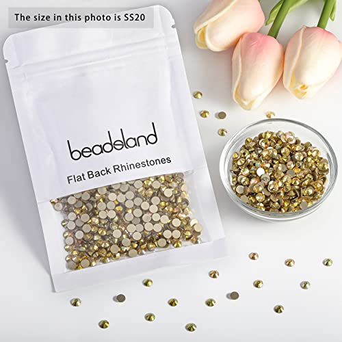 Image of Beadsland 2880pcs Flat Back Crystal Rhinestones Round Gems for Nail Art and Craft Glue Fix,Metal Sunlight,SS20,4.6-4.8mm