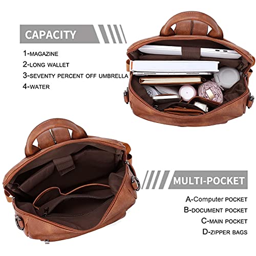 ECOTISH Damen-Rucksack veganem Leder Groß Stylisch Frauen Designer Schultertasche Reiserucksack mit Quaste Cityrucksack Rucksacktasche (02Braun)