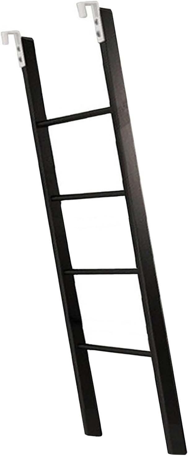 Black Bunk Bed Ladder with 2 Hooks - Safety Twin Dorm Loft Step Ladder for Travel Trailers & Campers Short 55" Design for Easy Access and Stability