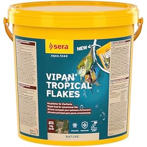 sera Vipan Flakes 21 L (4 kg) | Fischfutter für an der Wasseroberfläche fressende Zierfische | Ohne Farb- und Konservierungsstoffe | Für gesundes Wachstum & kräftige Entwicklung