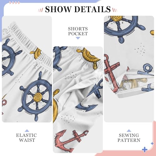 Pajama Pants Lounge Sleep PJ Bottoms Sleepwear Elastic Waist Drawstring S Rudder Anchor4