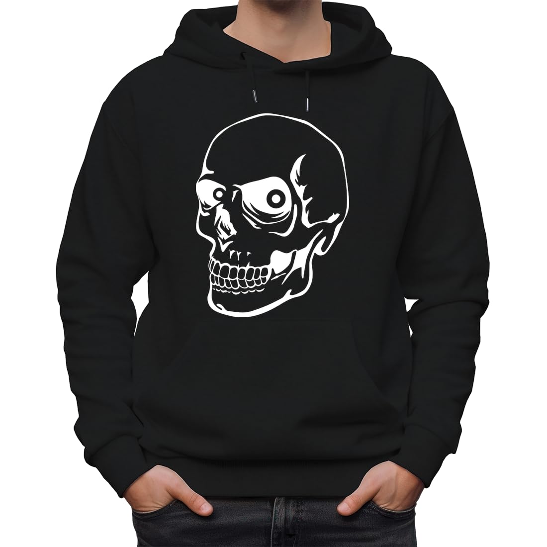 Angy Skull Rock Head Unisex Klasyczna bluza z kapturem dla mężczyzn i kobiet, czarna, L, Czarny, L