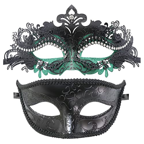 Image of Coddsmz Couple Masquerade Mask Set - Venetian & Mardi Gras Mask for Women & Men