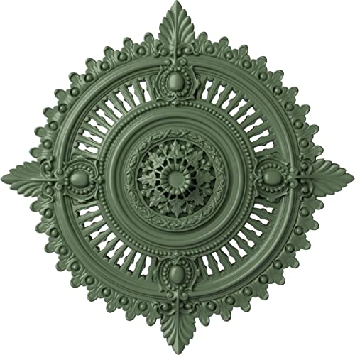 Image of 29 1 /8 inchOD x 1 1 /4 inchID x 4 inchP Haylynn Ceiling Medallion (Fits Canopies up to 1 1 /4 inch), Hand-Painted Athenian Green