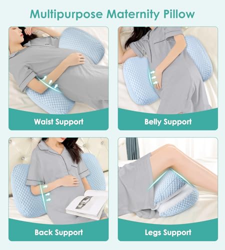 Image of Memory Foam Maternity Pillow for Sleeping, Pregnancy Pillows Support for Back Belly HIPS, Adjustable Travel Wedge Pillow for Pregnant Women, Side Spleeping Pregnant Pillows with Pillowcase