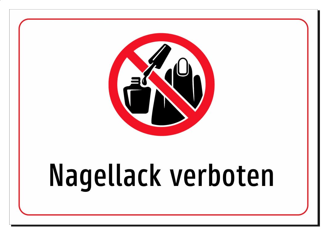 Nagellack verboten | Aufkleber A2, 594 x 420mm | mit Symbolgrafik und Text