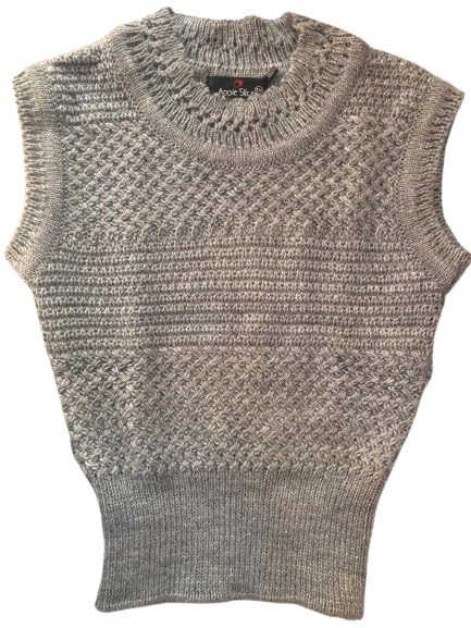 duvanshi Sleeveless Knitted Pullover Sweater, Crew Neck, Marled Pattern, Size Free for Ladies, Adult and ect... Gray-picture-17