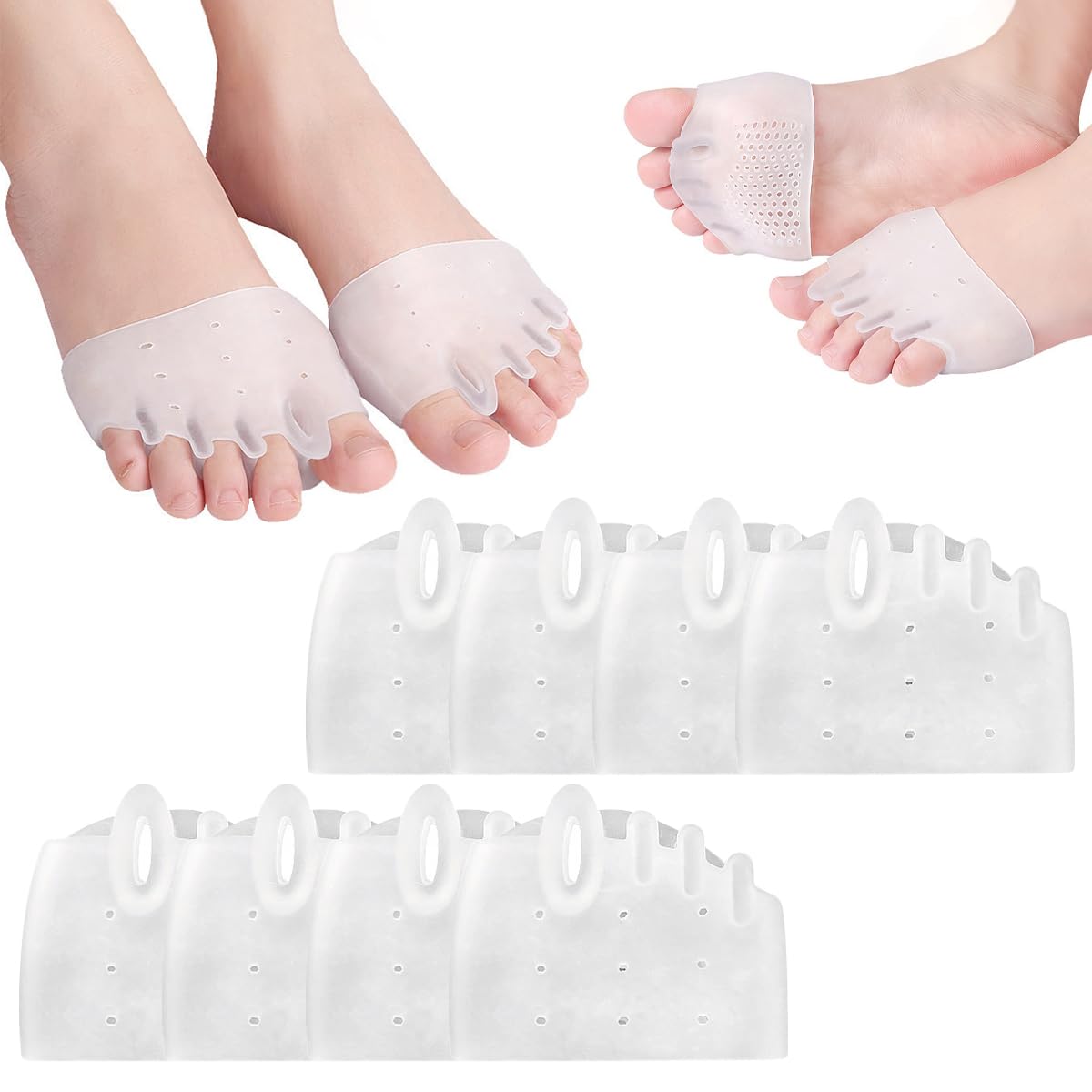 UptVin Silicone Toe Separators for Bunion Relief 4 works,Gel Toe Separators Metatarsal Pads,Breathable Gel Toe Spacers for Women & Men