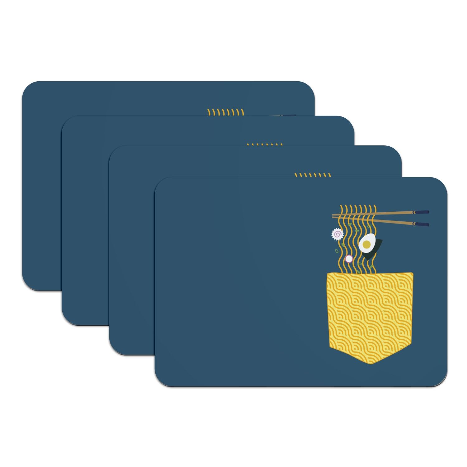 Sets de table bleu caoutchouc grand format pour éviter les taches de soupe