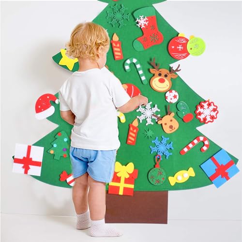 Max Fun 20200120 Diy Felt Christmas Tree Set Plus Tic-Tac-Toe Games For Kids Toddlers Wall Hanging Decorations Felt Craft Kits thumb #3