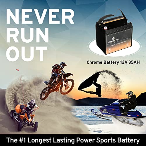 Chrome Battery 12V 35Ah Sla Rechargeable Replacement Battery For Lawn Mower, Ups Back Up, And More: 7.68 X 5.12 X 6.46, Nut And Bolt (T3) Terminal #TOP7