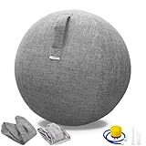 TokSay Exercise Ball Chair with Fabric Cover, Standard Size (25inches/65cm), for Home Offices, Balance Training, Yoga Ball (Gray)