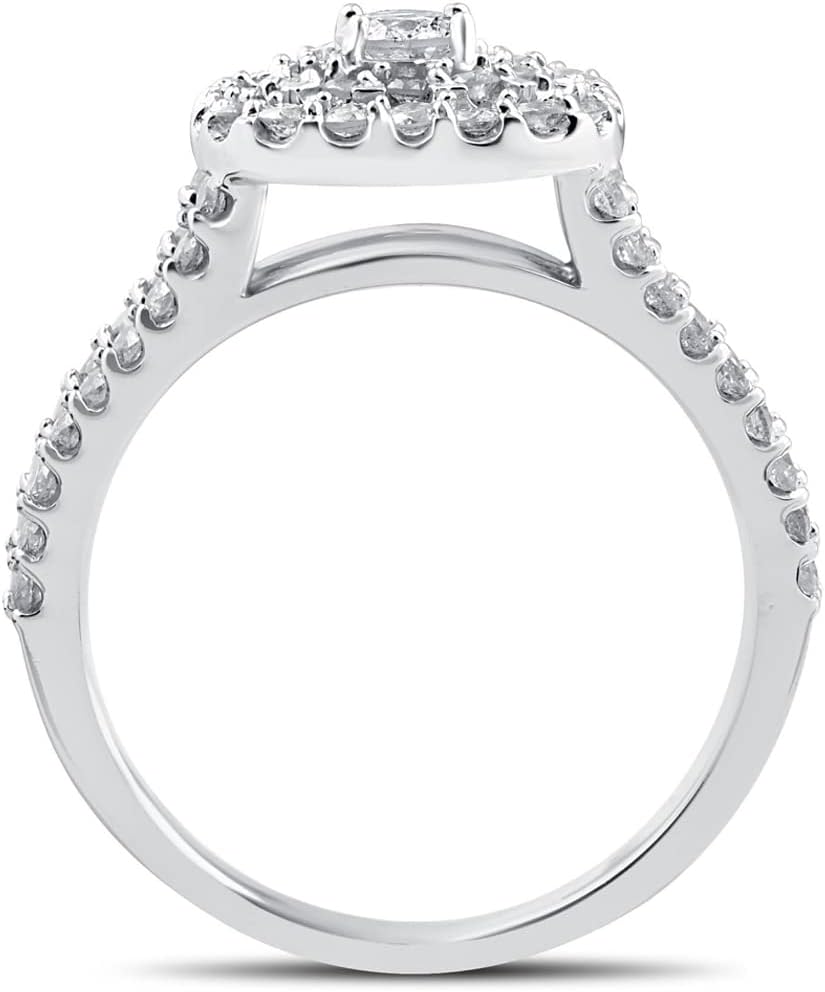 1ct 6.5X6.5mm Center Cushion Halo Moissanite Engagement Rings for Women Platinum Plated Silver Rings for Women (Available in size 6, 7, 8, 9) - Image 2