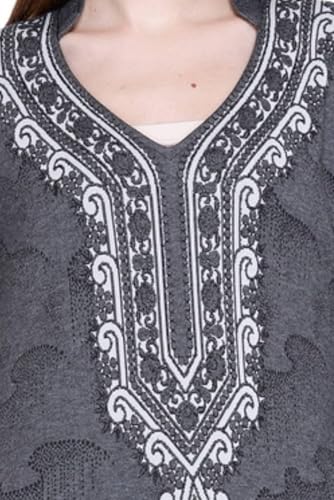 Image of REBECCA Women's Winter Woolen Kurti Jacquard Straight Fit Ethnic Wear with 2 Side Pockets