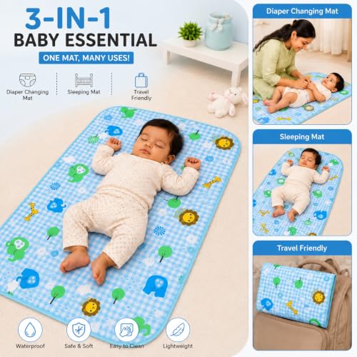Image of Mommers New Born Baby Waterproof Plastic Dry Sheets | Mattress Protector Sheets Medium Size | Diaper Changing Mat for Infants & Toddlers | Waterproof & Reusable Mattress Protector | Baby Oiling Mat