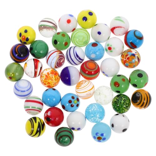 TOYANDONA Billes De Verre Colorées 38 Pièces 1.60Cm pour Décoration Aquarium Et Jeu Enfants Ensemble De Billes Lisses pour Maison Et Loisirs