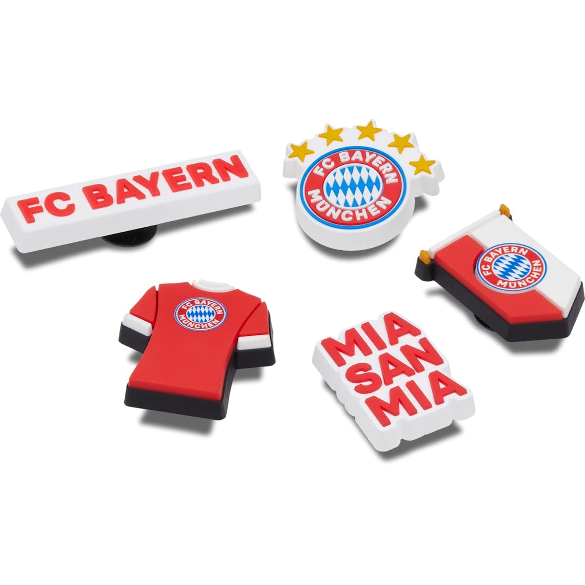 Crocs Unisex's Bayern FC 5-pak zawieszek do butów, wielokolorowe, jeden rozmiar, wielobarwny, Rozmiar Uniwersalny