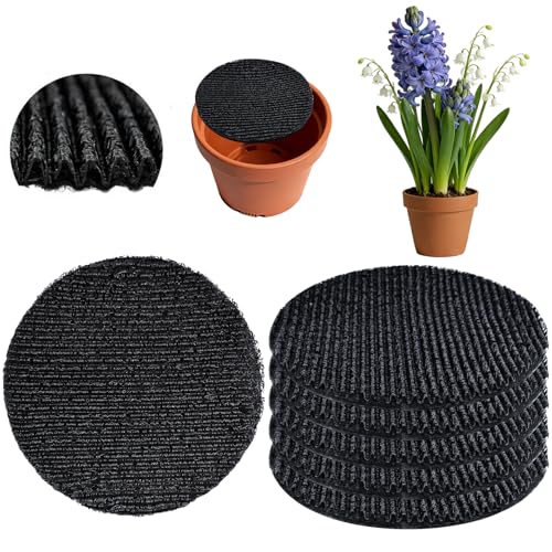 6Pcs 9inch Round Pot Mesh Drainage Discs Double Layer Plant Pot Hole Insert Pads Cutable Bonsai Pot Bottom Grid Mat Mesh Reusable for Indoor Outdoor Potted Plant Prevent Soil Loss Keep Roots Healthy
