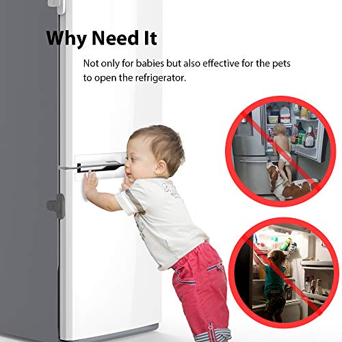 Eudemon Home Refrigerator Fridge Freezer Door Lock Latch Catch Toddler Kids Child Cabinet Locks Baby Safety Child Lock Easy To Install And Use 3M Adhesive No Tools Need Or Drill (Grey) #TOP1