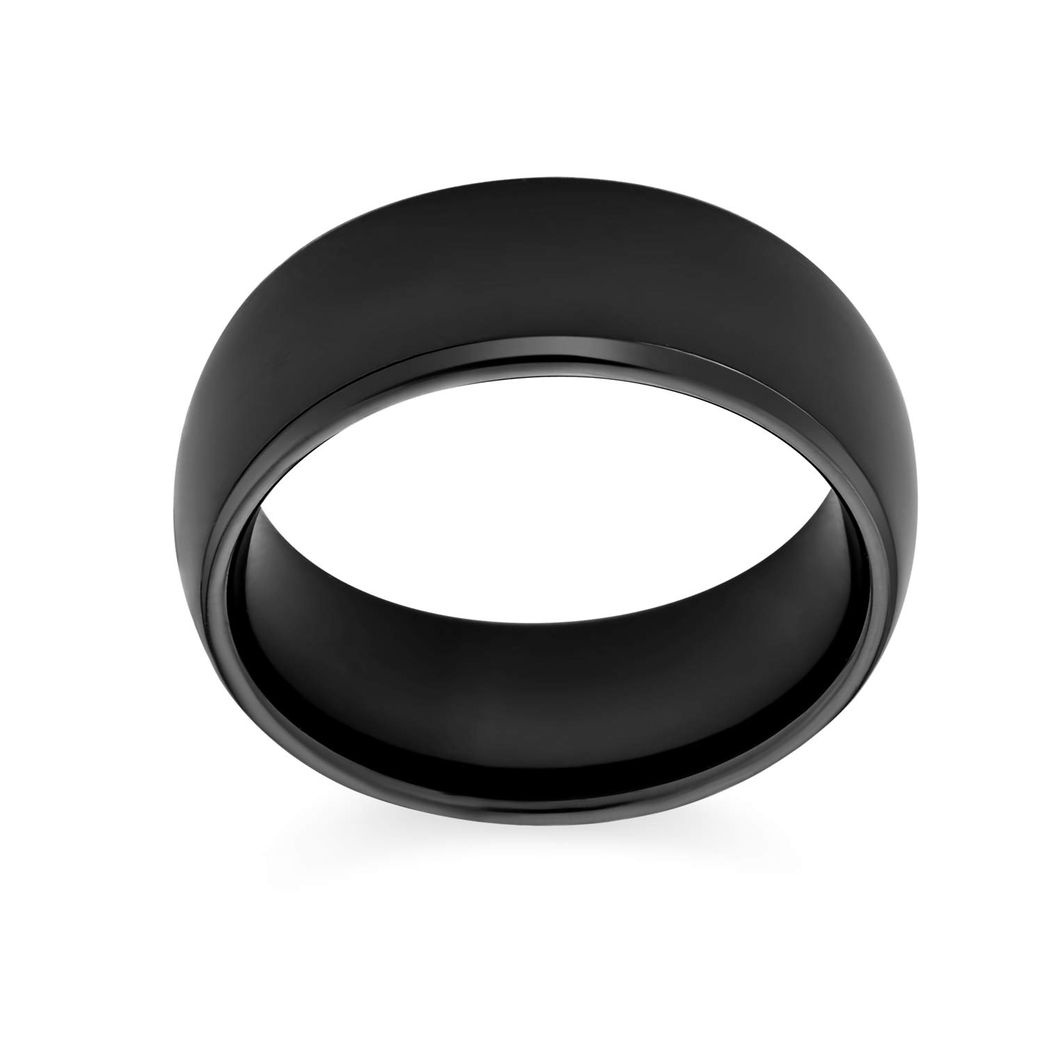 Bling Jewelry Anillo de boda de titanio para parejas, simple y ancho, en forma de cúpula, negro o plateado, para hombres y mujeres, ajuste cómodo, 8MM, talla 5-14