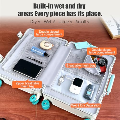 ROPLUS Aluminum Frame Jelly Wheels Luggage