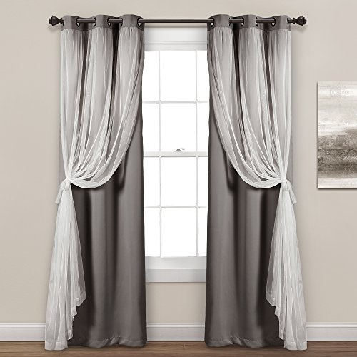 Lush Decor Sheer Grommet Curtains Panel with Insulated Blackout Lining, Room Darkening Window Curtain Set (Pair) - Image 3