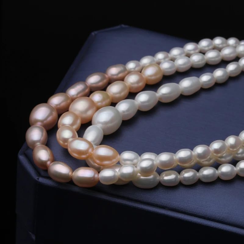 Triple Layer Pearl Choker Necklace, White and Rose Gold Ombre, Statement Collar for Women