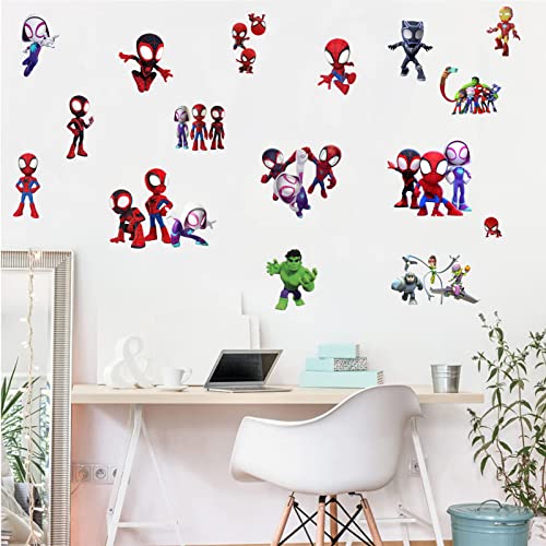 Spiderman And His Amazing Friends Wall Decals Stickers Peel And Stick Cartoon Wall Decals For Boys Room Removable Wall Art Mural Decor For Baby Girls Kids Nursery Bedroom #TOP2