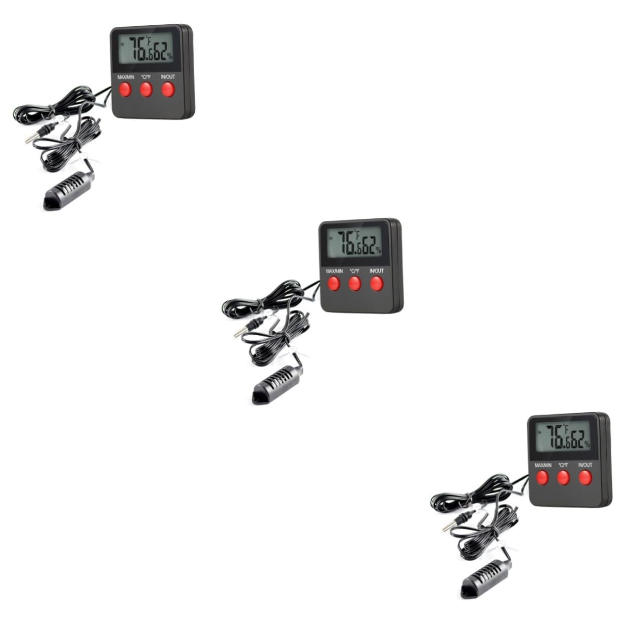 Uonlytech 3pezzi Termometro Igrometro per e Incubazione Misuratore e umidità Batteria Display LCD Portatile per e Terrari