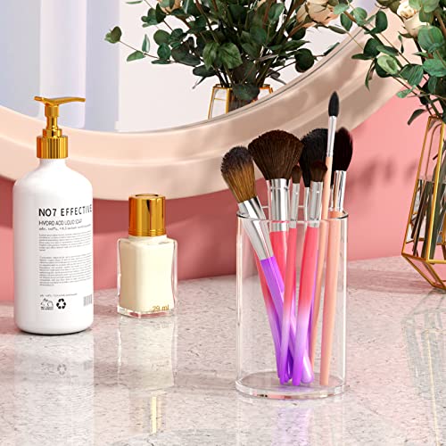 Niubee Acrylic Pen Holder 2 Pack,Clear Desktop Pencil Cup Stationery Organizer For Office Desk Accessory -Round #TOP4