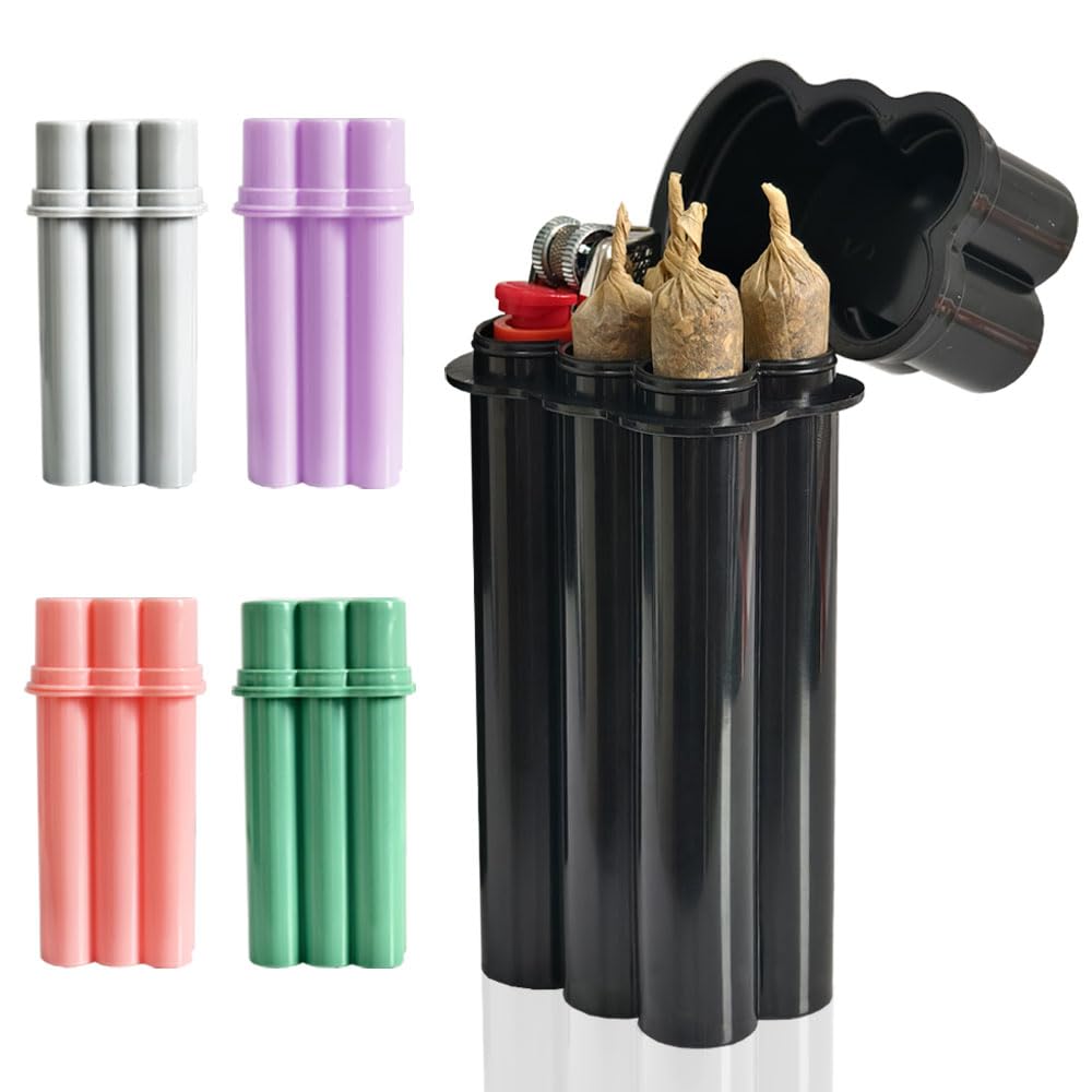 Fish&Fairy4-Hole King Size Pre-roll Cone Holder Case, Cigarette Case for Regular Size Cigarettes & King Size, Small Container Lighter Box, Smoking Accessories for 1-1/4 Size Pre Rolled Rolling Paper