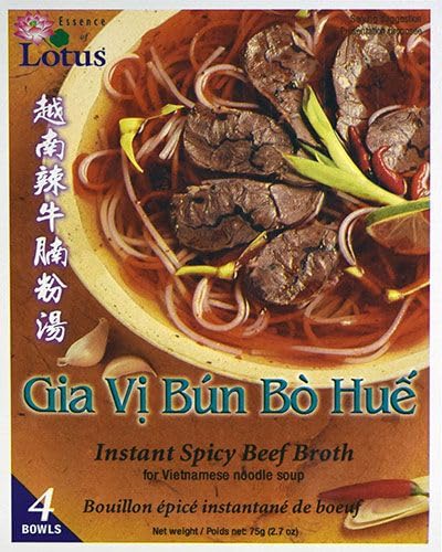 Essence of Lotus Instant Pho Broth For Vietnamese Noodle Soup (Spicy Beef Pho Mix, 6-Pack)